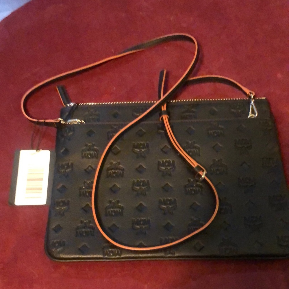 SOLD - MCM Handbag with Adjustable strap - NWT / Black w/brown accent